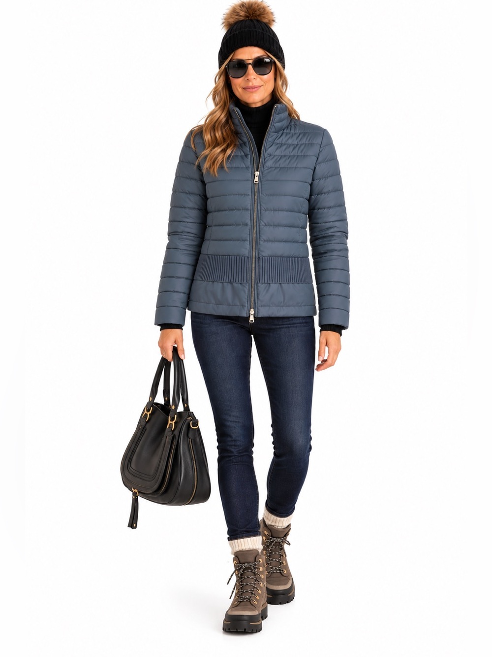 Adrøit Atelier Lilly Lightweight Down Puffer Jacket Glacier Blue Size 2/M